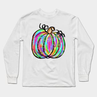 Bright Colorful Multi color Pumpkin Long Sleeve T-Shirt